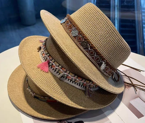 Boho Brown sieviešu salmu pludmales cepure