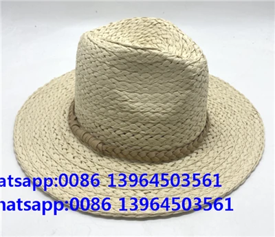 Dabiska ar rokām austa papīra balta pinuma fedora cepure