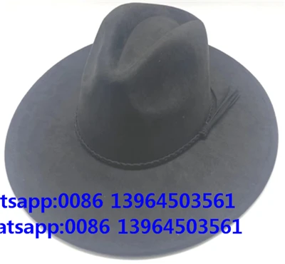 Rancher vilnas melna cepure Fedora kovboju cepure